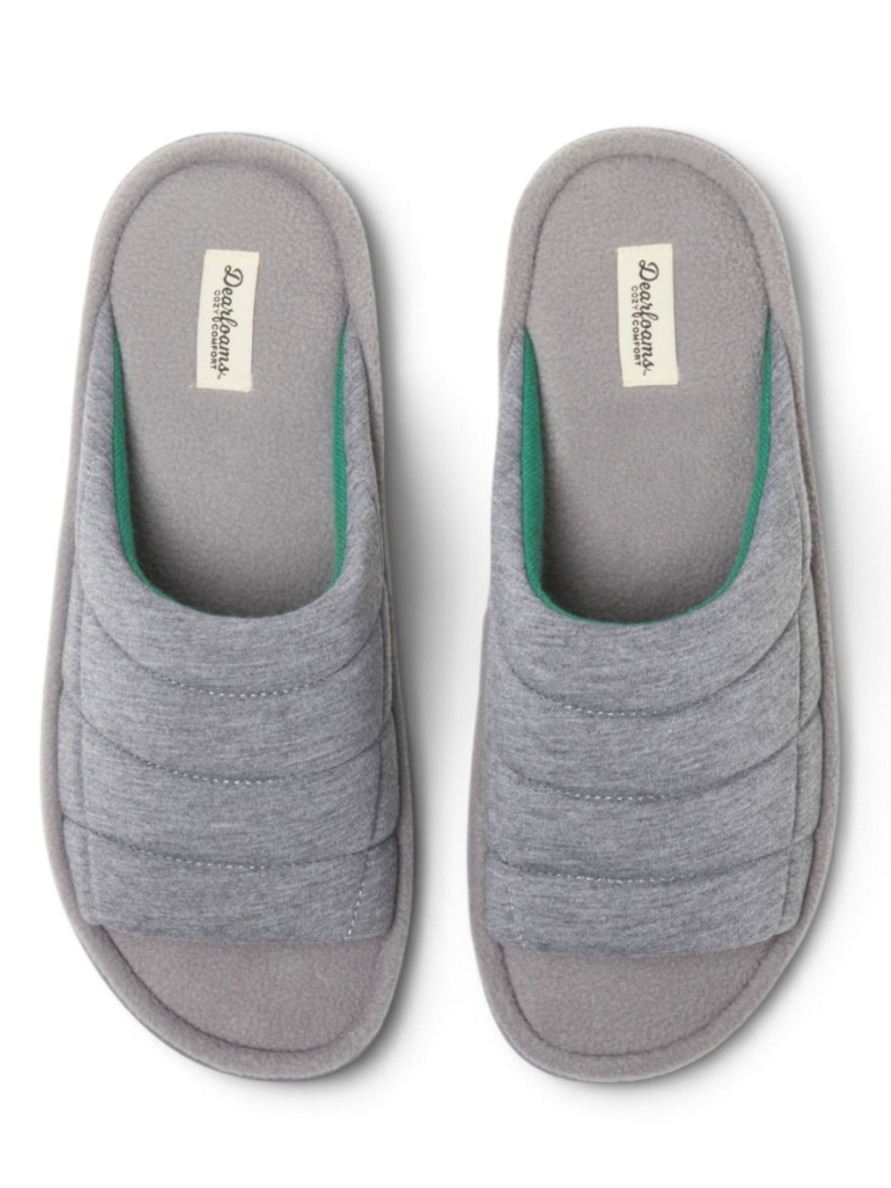 NWT Dearfoams Gray Jersey Cozy Comfort Slide Slippers